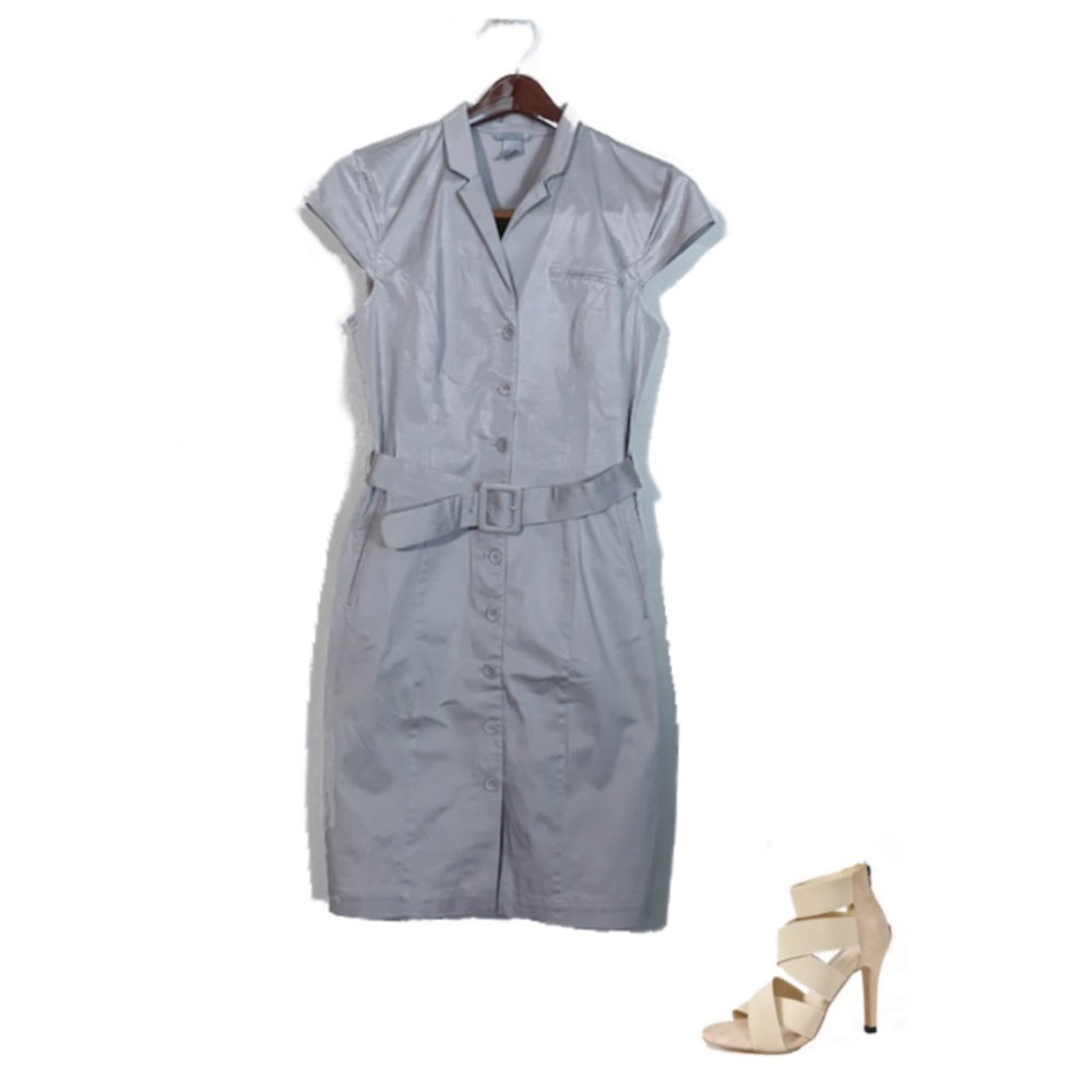 H&M grey sleeveless button down dress